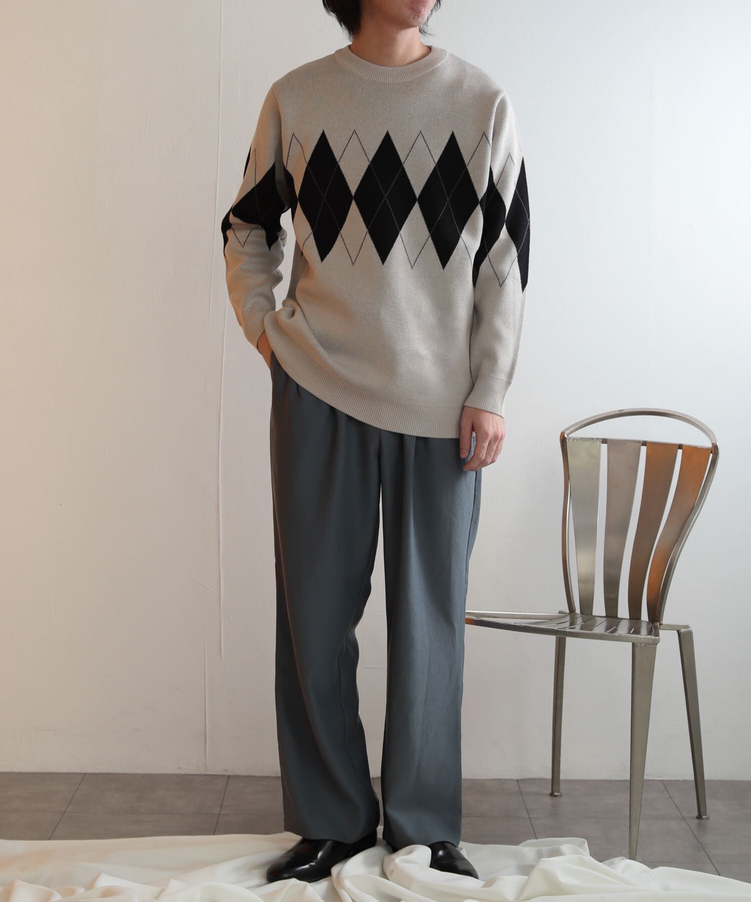 SENSE OF PLACE by URBAN RESEARCH「アーガイルクルーネックセーター」|ニット・セーター|