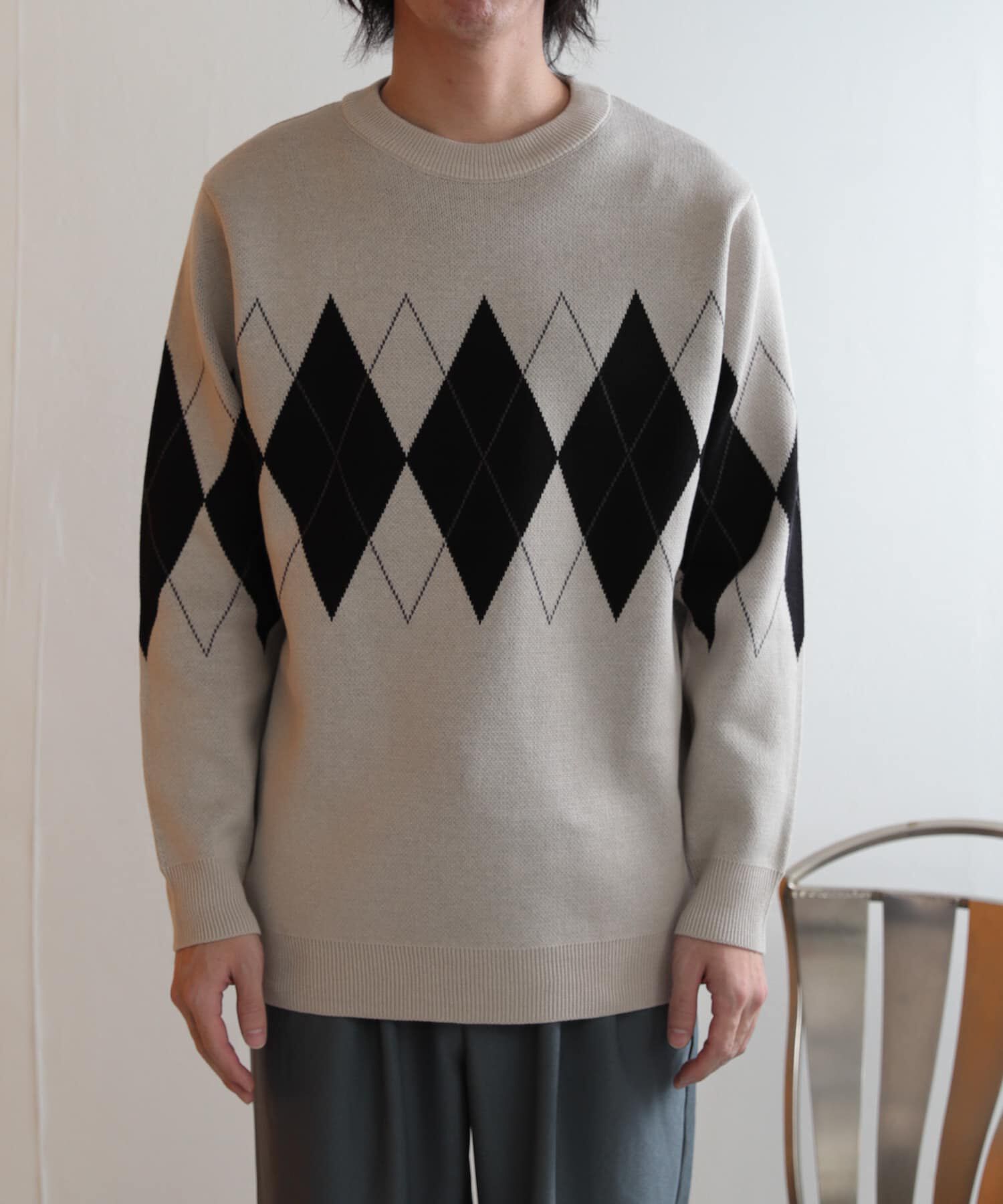 SENSE OF PLACE by URBAN RESEARCH「アーガイルクルーネックセーター」|ニット・セーター|