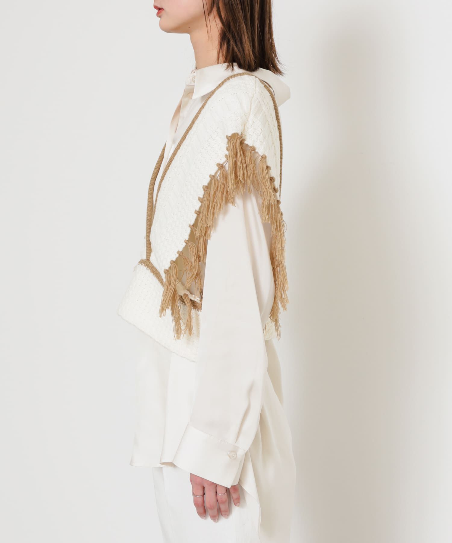 SENSE OF PLACE by URBAN RESEARCH「フリンジニットベスト」|ベスト・ジレ|