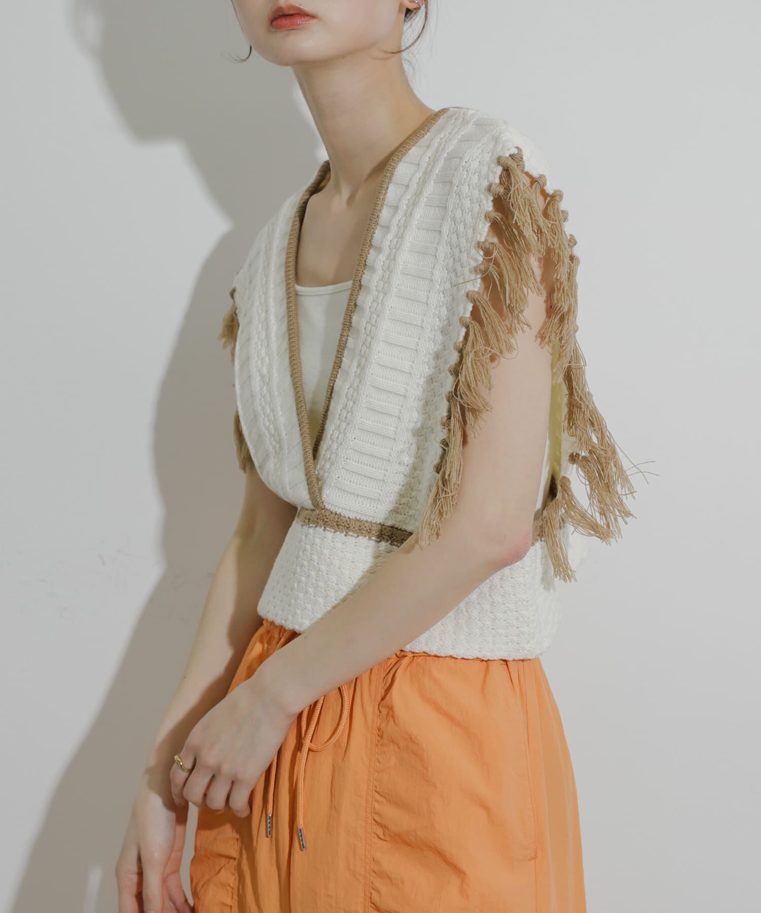 SENSE OF PLACE by URBAN RESEARCH「フリンジニットベスト」|ベスト・ジレ|