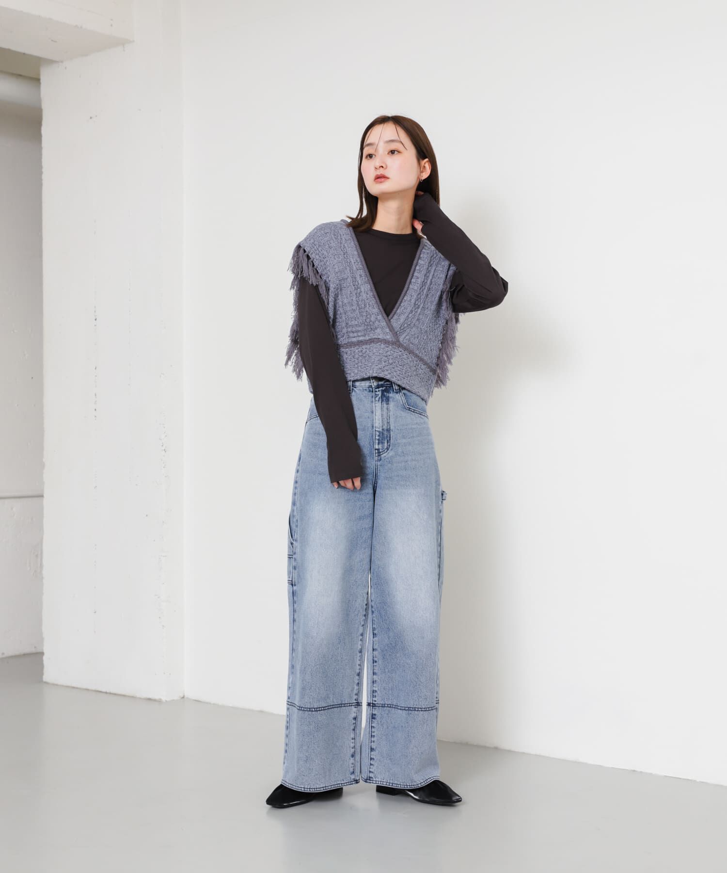 SENSE OF PLACE by URBAN RESEARCH「フリンジニットベスト」|ベスト・ジレ|