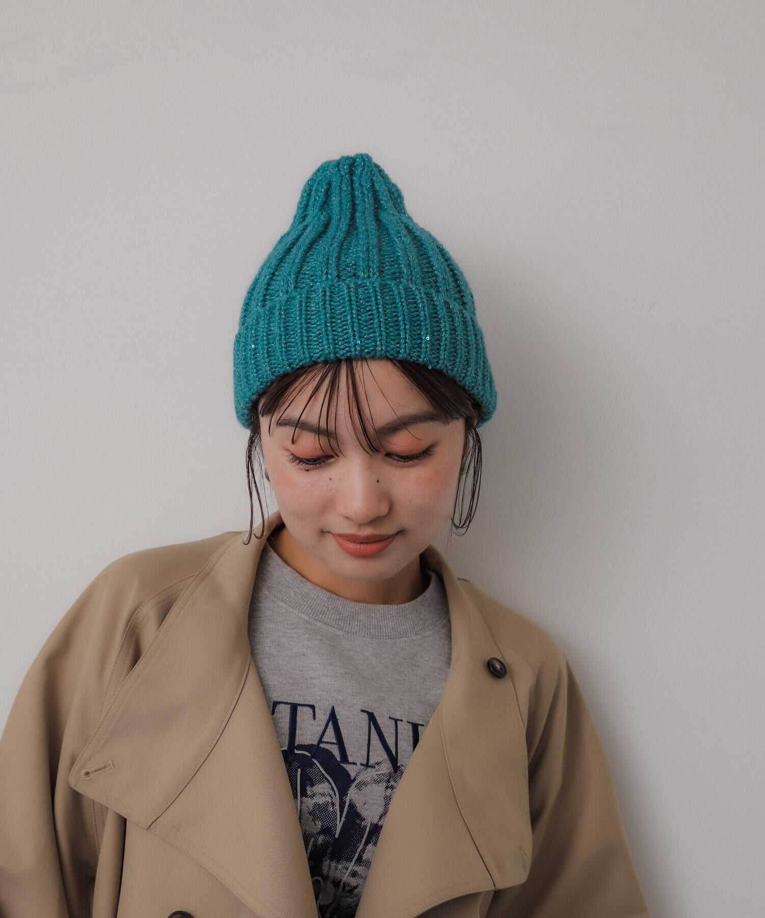 SENSE OF PLACE by URBAN RESEARCH「スパンコールニットキャップ」|ニット帽|ブルー