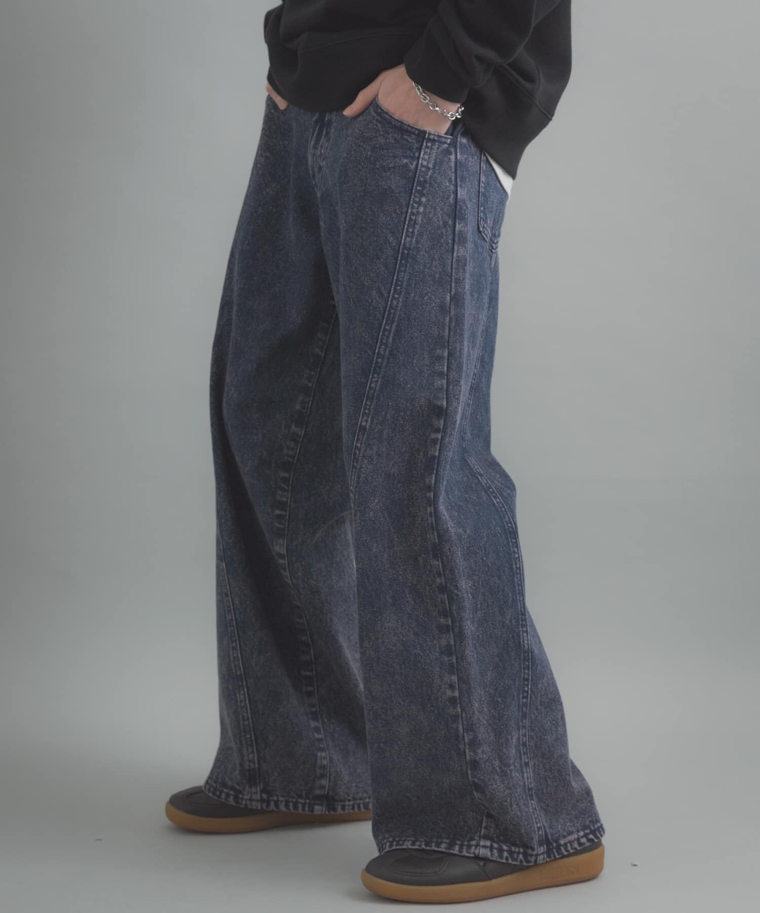 SENSE OF PLACE by URBAN RESEARCH「『ユニセックス』ケミカルバギーワイドデニムパンツ」|デニム|