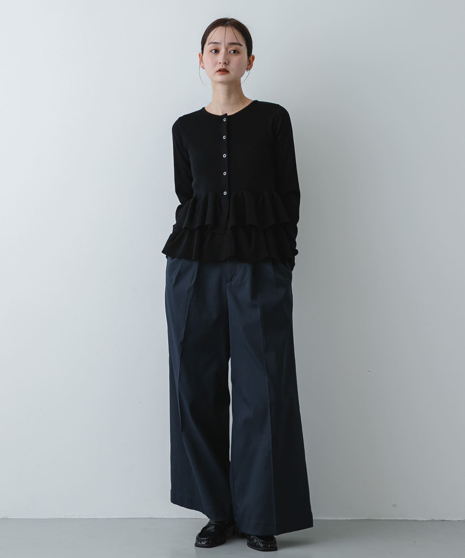 SENSE OF PLACE by URBAN RESEARCH「『洗濯可』ウェーブペプラムニットカーディガン」|カーディガン|