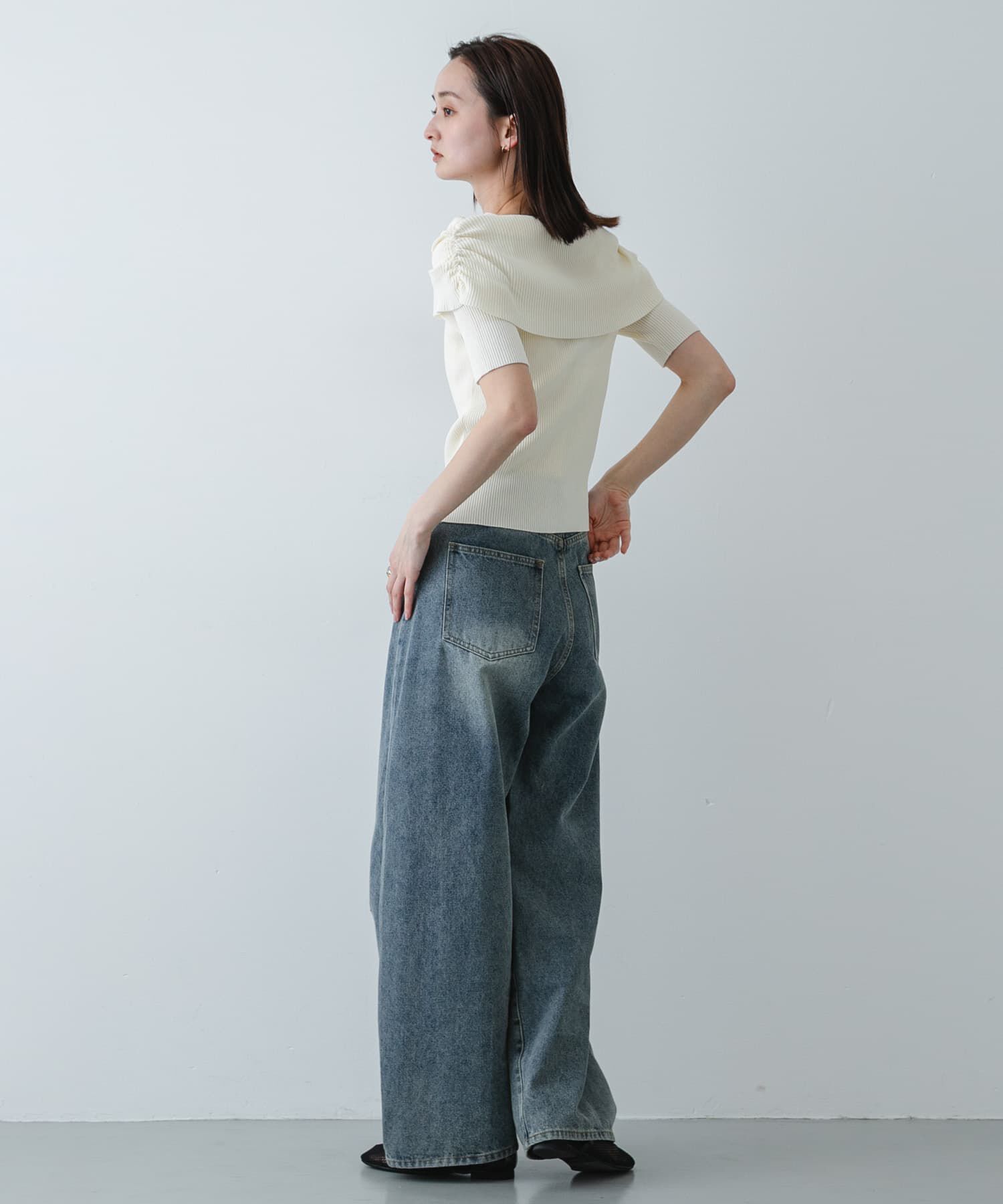 SENSE OF PLACE by URBAN RESEARCH「『洗濯可』オフショルリブセーター(半袖)」|ニット・セーター|