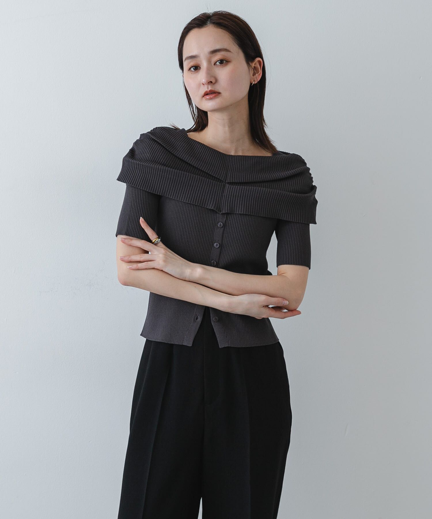 SENSE OF PLACE by URBAN RESEARCH「『洗濯可』オフショルリブセーター(半袖)」|ニット・セーター|