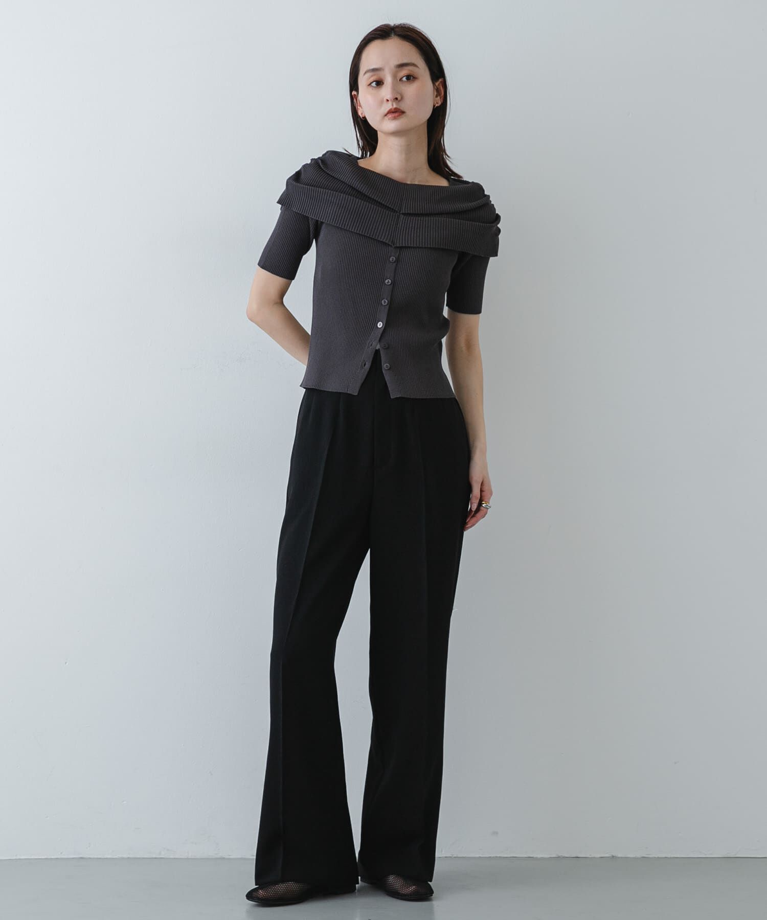 SENSE OF PLACE by URBAN RESEARCH「『洗濯可』オフショルリブセーター(半袖)」|ニット・セーター|