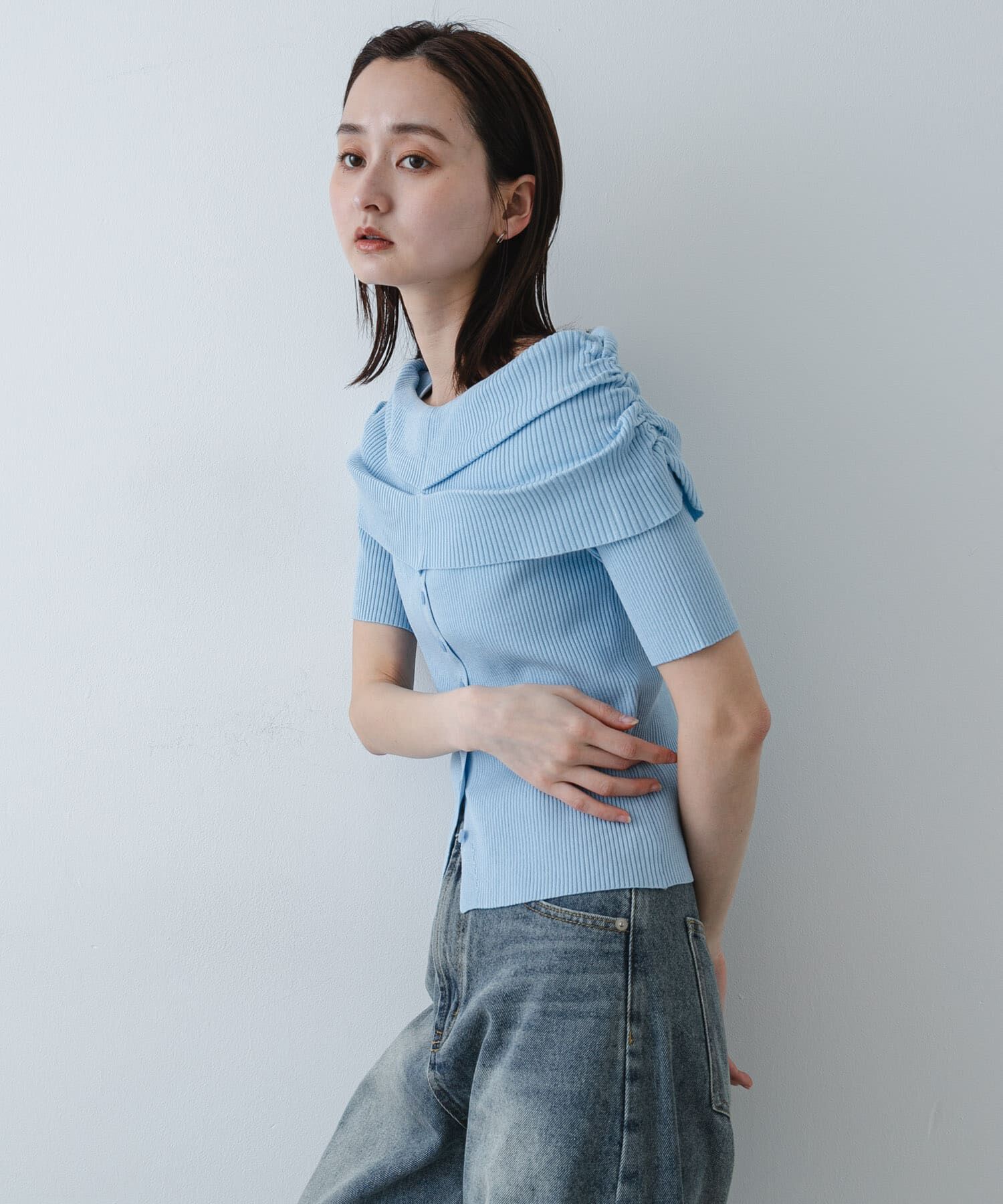 SENSE OF PLACE by URBAN RESEARCH「『洗濯可』オフショルリブセーター(半袖)」|ニット・セーター|