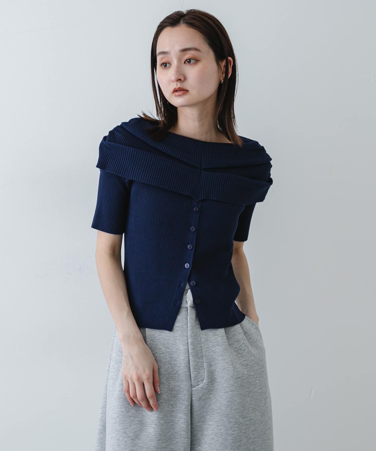 SENSE OF PLACE by URBAN RESEARCH「『洗濯可』オフショルリブセーター(半袖)」|ニット・セーター|