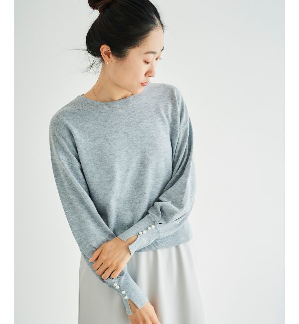 le.coeur blanc「パールスリーブニットプルオーバー」|ニット・セーター|