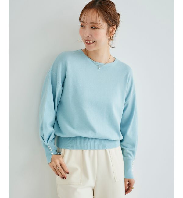 le.coeur blanc「パールスリーブニットプルオーバー」|ニット・セーター|