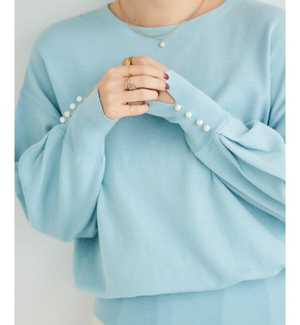 le.coeur blanc「パールスリーブニットプルオーバー」|ニット・セーター|