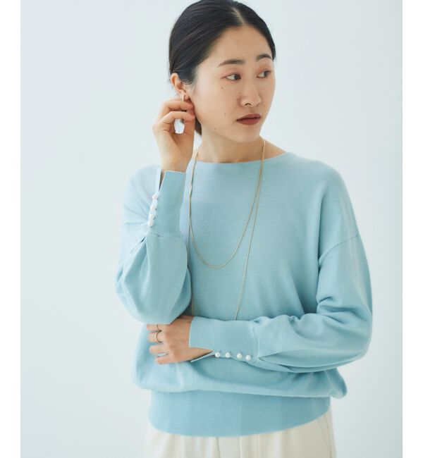 le.coeur blanc「パールスリーブニットプルオーバー」|ニット・セーター|
