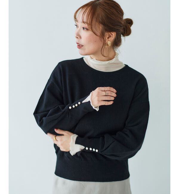 le.coeur blanc「パールスリーブニットプルオーバー」|ニット・セーター|