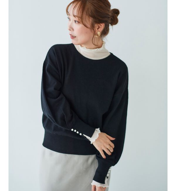 le.coeur blanc「パールスリーブニットプルオーバー」|ニット・セーター|