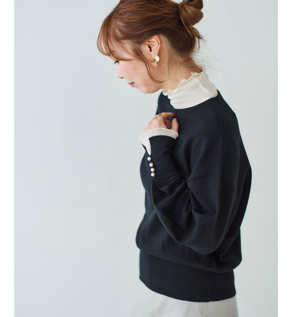 le.coeur blanc「パールスリーブニットプルオーバー」|ニット・セーター|