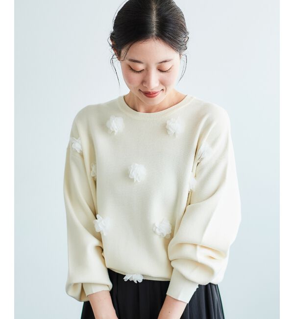 le.coeur blanc「《手洗い可能》TORRAZZO DONNA別注フラワーモチーフニット」|ニット・セーター|アイボリー