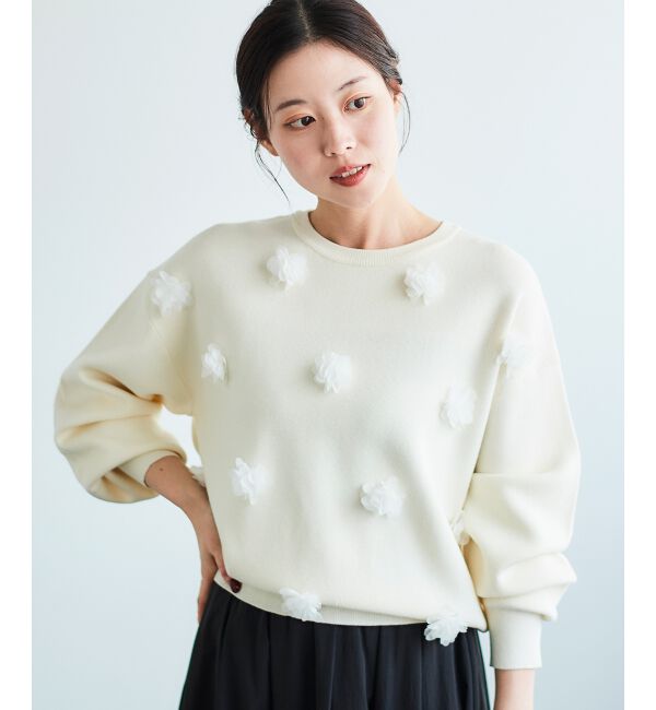 le.coeur blanc「《手洗い可能》TORRAZZO DONNA別注フラワーモチーフニット」|ニット・セーター|