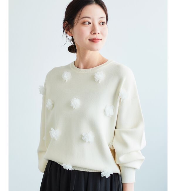le.coeur blanc「《手洗い可能》TORRAZZO DONNA別注フラワーモチーフニット」|ニット・セーター|