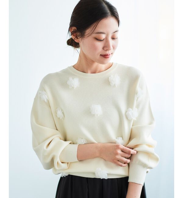 le.coeur blanc「《手洗い可能》TORRAZZO DONNA別注フラワーモチーフニット」|ニット・セーター|