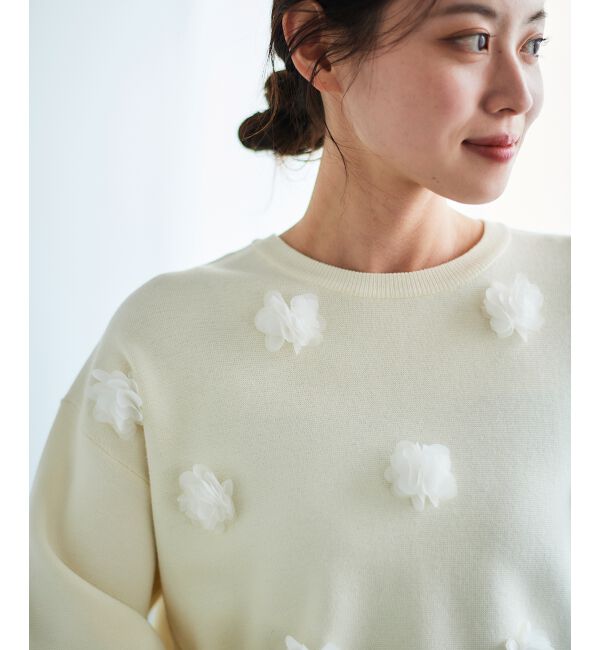 le.coeur blanc「《手洗い可能》TORRAZZO DONNA別注フラワーモチーフニット」|ニット・セーター|