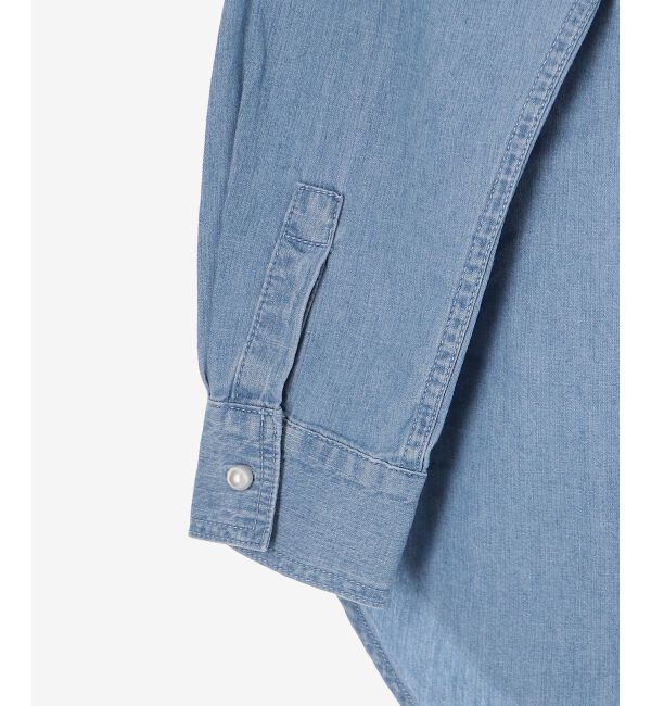  「《軽いシャツ素材》パールボタンデニムシャツ」|シャツ・ブラウス|