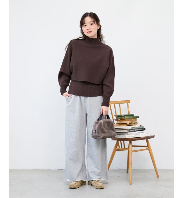  「《手洗い可能》3WAYハイネックレイヤードニット」|ニット・セーター|