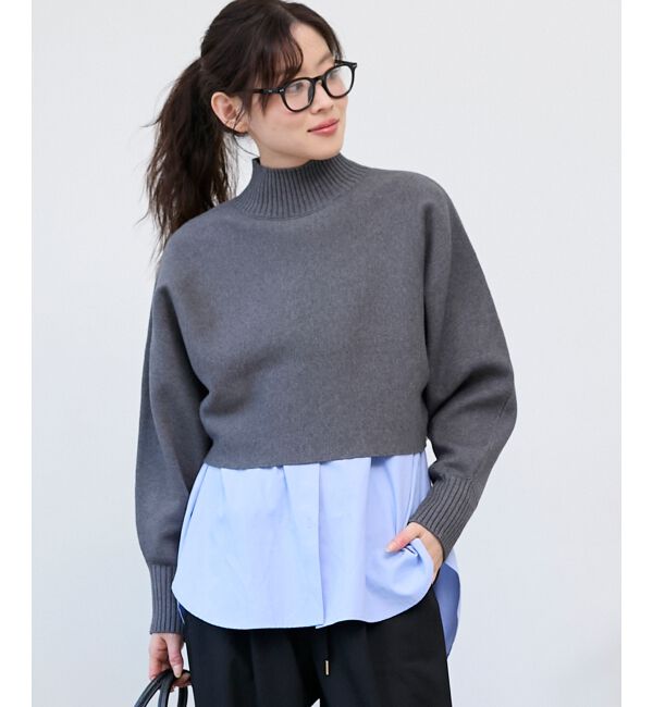  「《手洗い可能》3WAYハイネックレイヤードニット」|ニット・セーター|