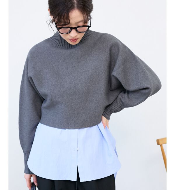  「《手洗い可能》3WAYハイネックレイヤードニット」|ニット・セーター|