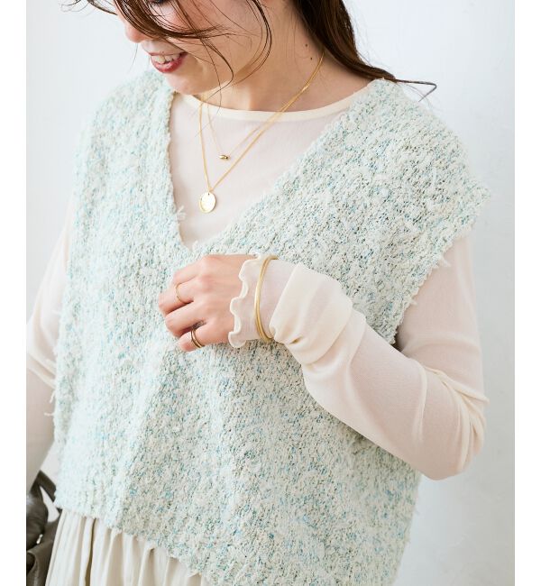  「リボンチュール&times;スラブVベスト」|ベスト・ジレ|