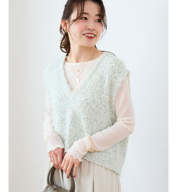  「リボンチュール&times;スラブVベスト」|ベスト・ジレ|