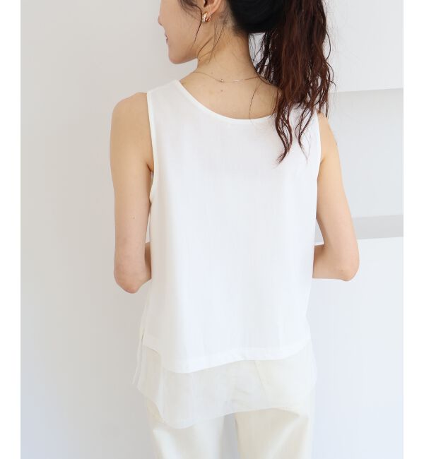  「サテン&times;スムース 裾チュールタンク」|タンクトップ|