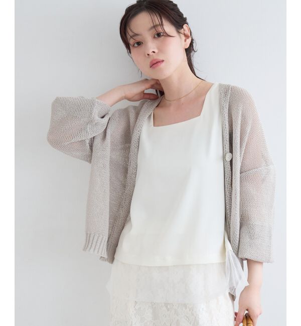  「サテン&times;スムース 裾チュールタンク」|タンクトップ|