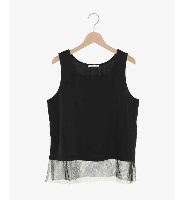  「サテン&times;スムース 裾チュールタンク」|タンクトップ|