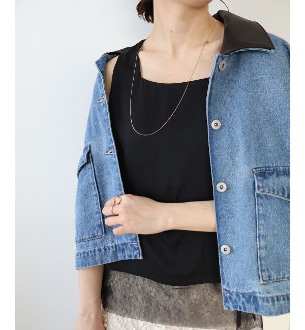  「サテン&times;スムース 裾チュールタンク」|タンクトップ|