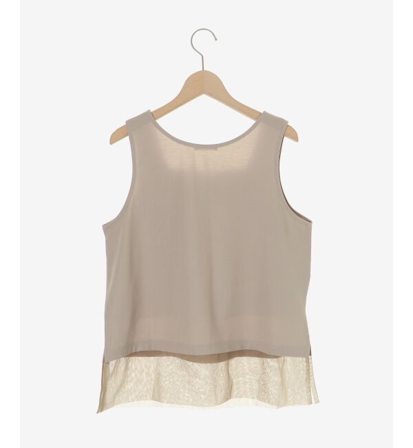 「サテン&times;スムース 裾チュールタンク」|タンクトップ|