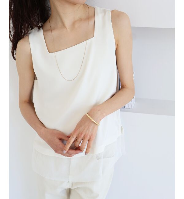  「サテン&times;スムース 裾チュールタンク」|タンクトップ|