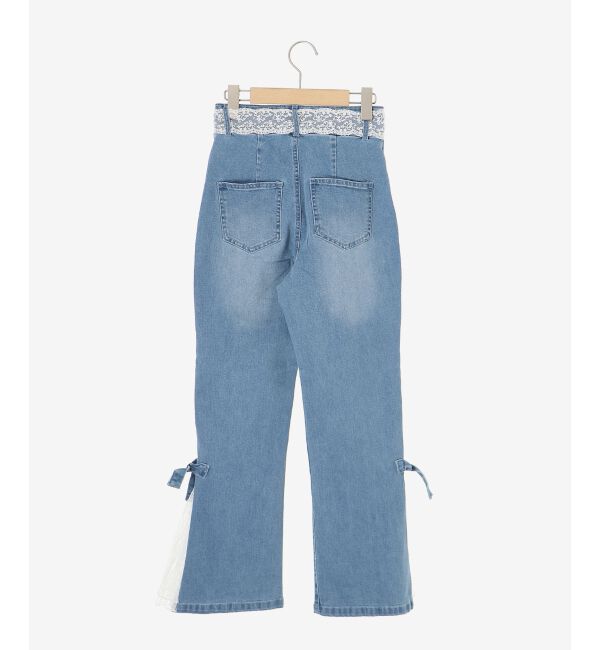  「◎レースベルトセット裾リボンデニム」|デニム|