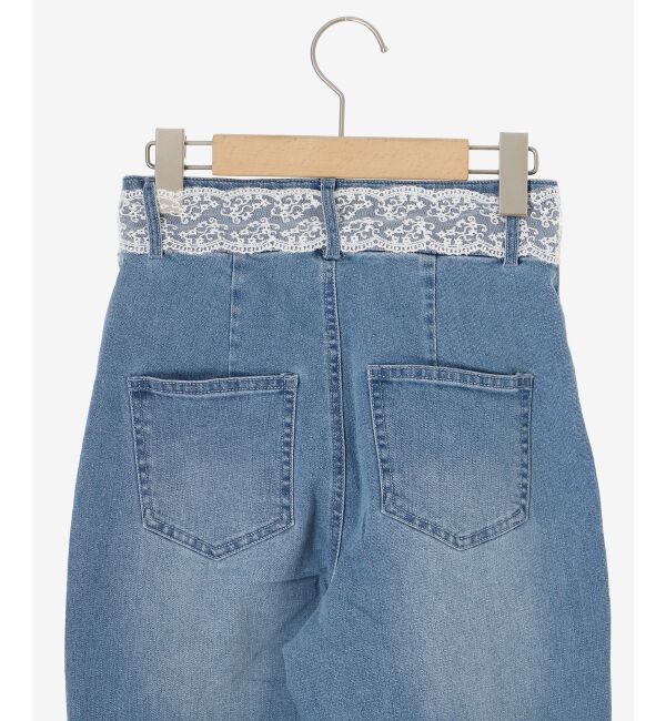  「◎レースベルトセット裾リボンデニム」|デニム|