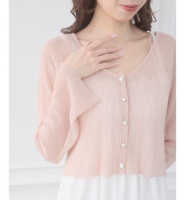  「ビジューボタンシアーカーディガン」|カーディガン|