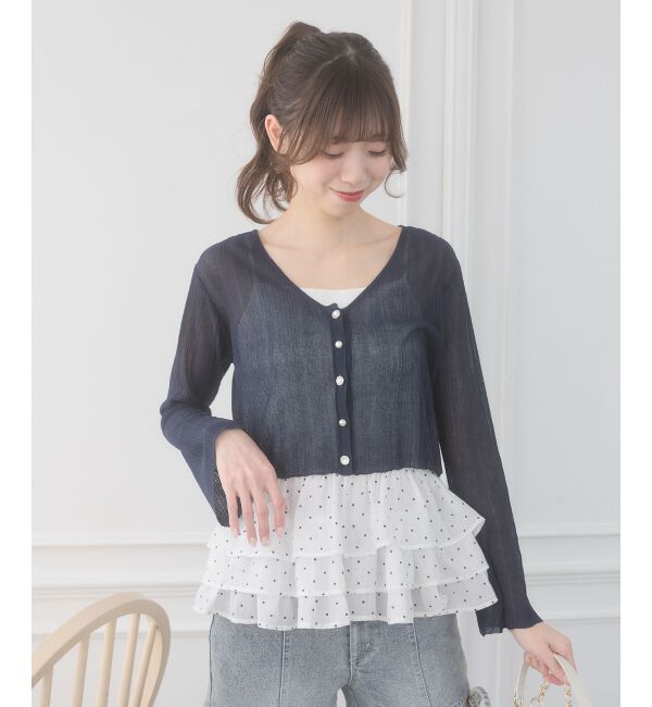 「ビジューボタンシアーカーディガン」|カーディガン|