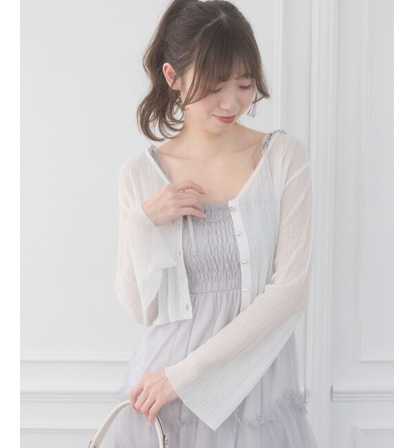  「ビジューボタンシアーカーディガン」|カーディガン|