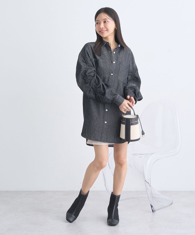 earth music&ecology「シャーリングスリーブデニムシャツ」|シャツ・ブラウス|