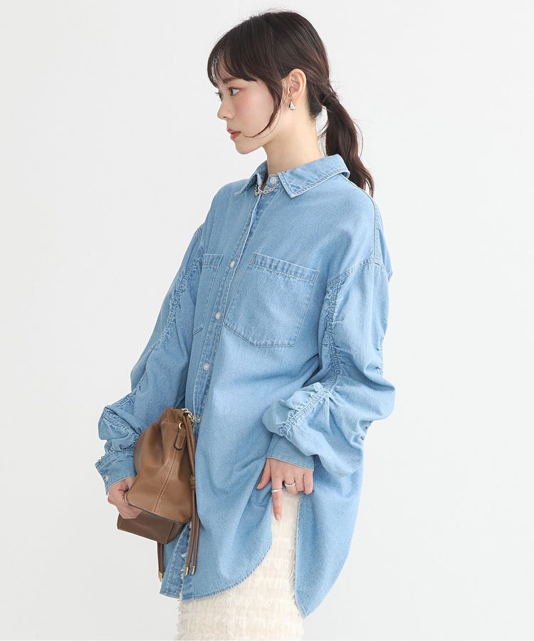 earth music&ecology「シャーリングスリーブデニムシャツ」|シャツ・ブラウス|