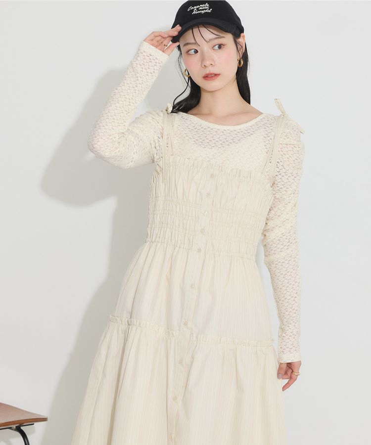 earth music&ecology「ギャザーティアードキャミドレ」|ワンピース|Yellow