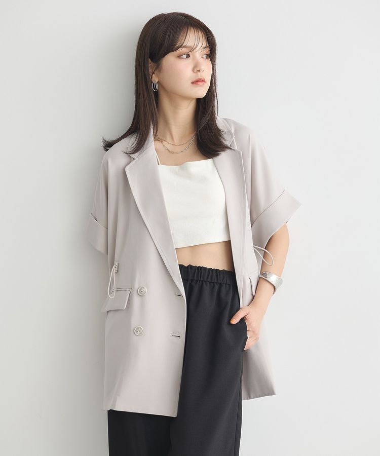 earth music&ecology「半袖サイドドロストジャケット」|テーラードジャケット|