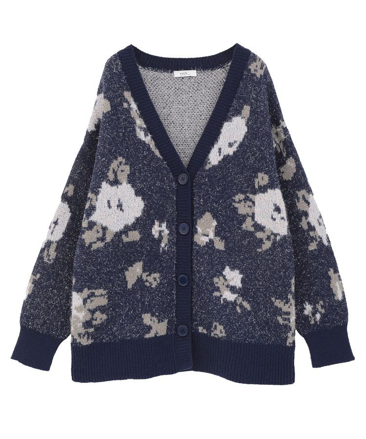 earth music&ecology「フラワージャガードラメシャギーカーディガン」|カーディガン|