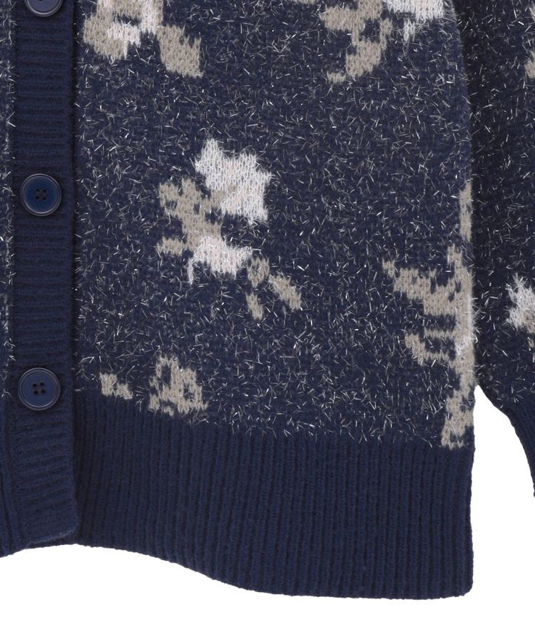 earth music&ecology「フラワージャガードラメシャギーカーディガン」|カーディガン|