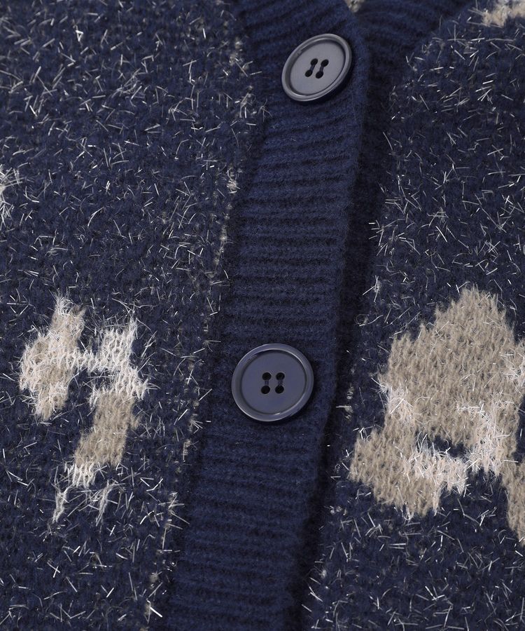 earth music&ecology「フラワージャガードラメシャギーカーディガン」|カーディガン|