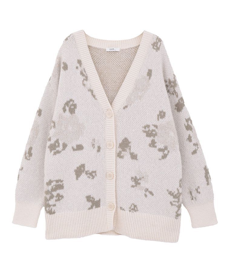 earth music&ecology「フラワージャガードラメシャギーカーディガン」|カーディガン|
